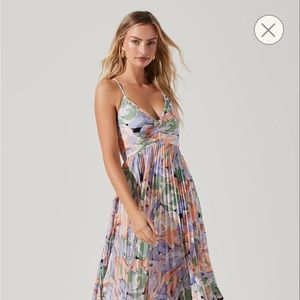 Blythe Floral Plisse Midi Dress